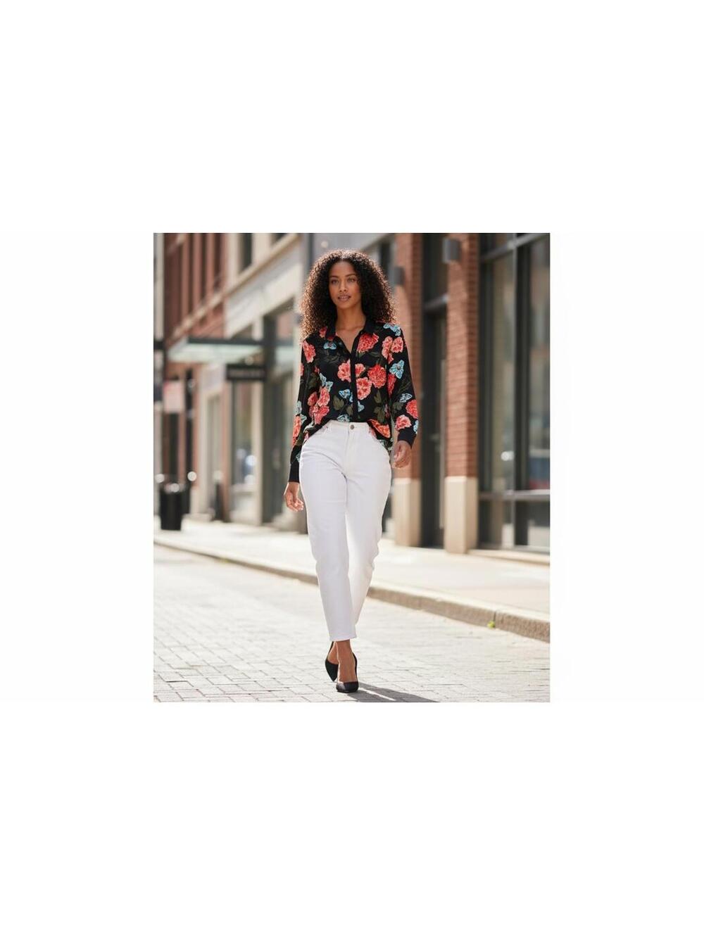 CeCe Floral Button-Up Blouse